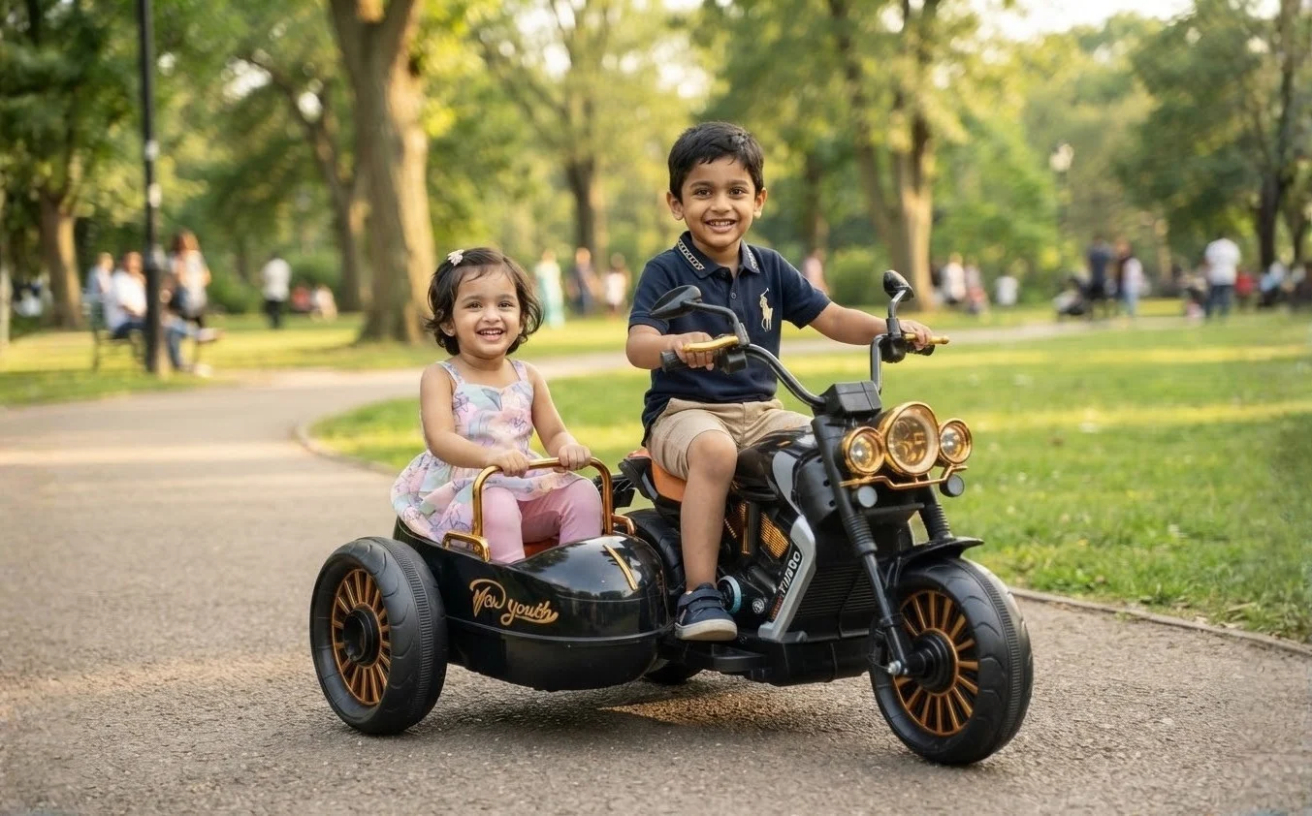 kids electric motorcycle with sidecar